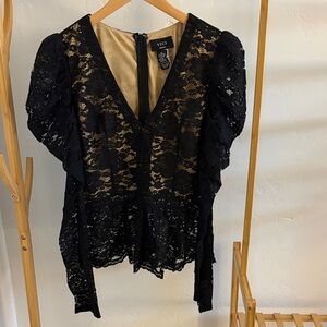 Vici Black Lace Peplum Top, Small